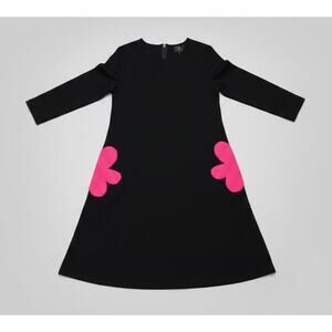 Lisa Perry Black Barney's New York Era Dress w/ Pink Flowers US 0